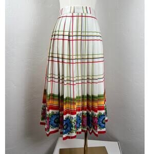 J. CREW Pleated Plaid & Floral Midi Skirt (Womans: 4)